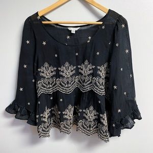 Embroidery Black Top